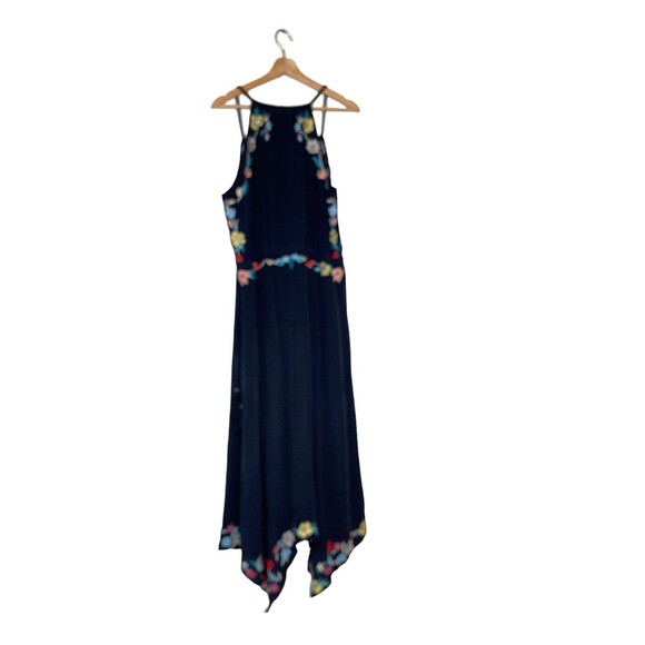 Calypso St. Barth Rodru Floral Embroidered Maxi Silk Dress Handkerchief Hem XL - Picture 3 of 15